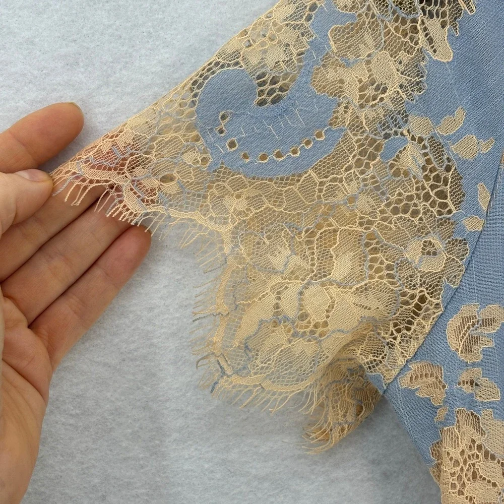 Storia Blue Lace Mini Dress L Romantic Cottagecore Fairy Coquette Feminine - Picture 5 of 11